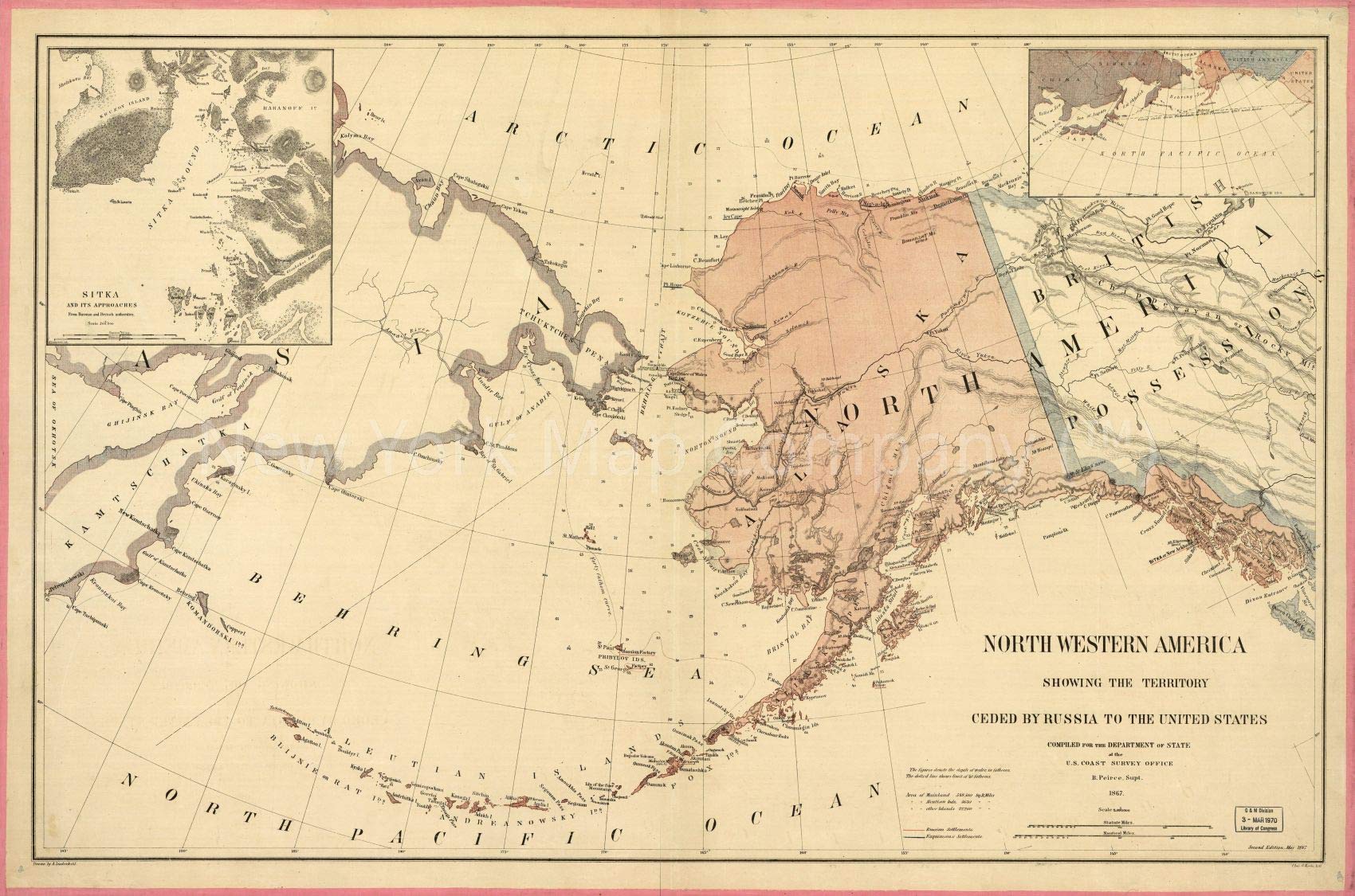 Amazon｜アラスカ、1867年 北西アメリカの地図 ロシアから米国へと導